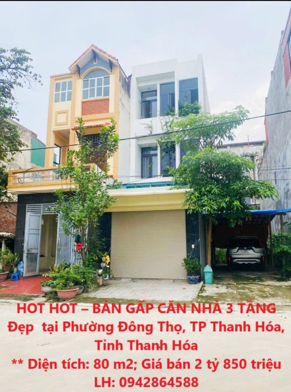 HOT HOT – BÁN GẤP CĂN NHÀ 3 TẦNG Đẹp  tại Phường Đông Thọ, TP Thanh Hóa, Tỉnh Thanh Hóa - Ảnh chính